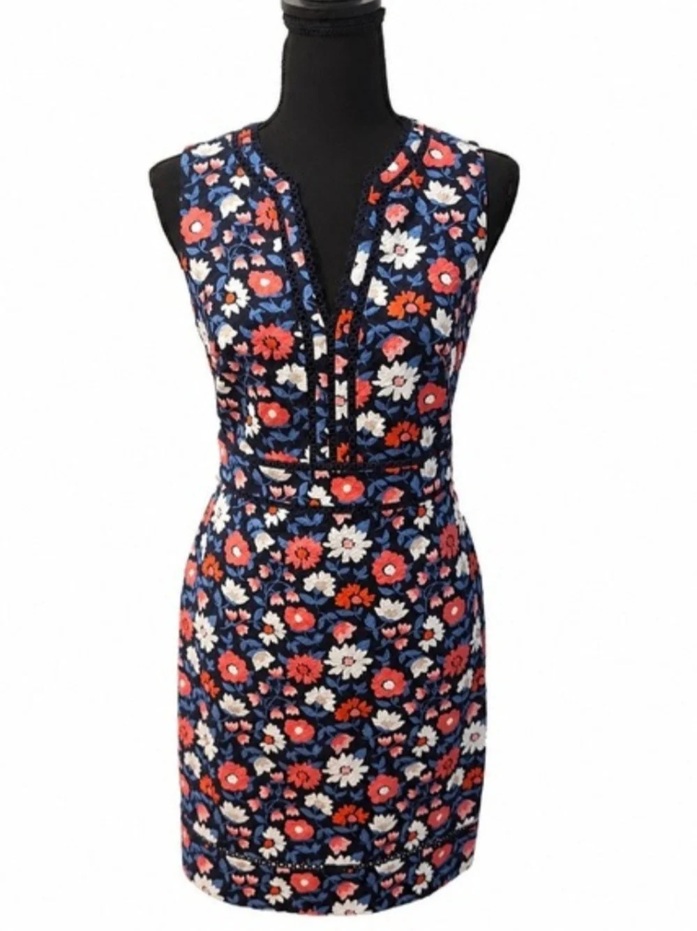 Kate Spade Floral Sheath Dress Size 2 NWOT Navy Sleeveless